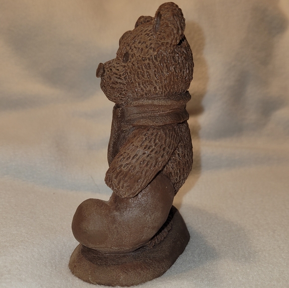 Vintage 1987 #1750 Pecan Resin Ski Bear Figurine with Base - Picture 8 of 9